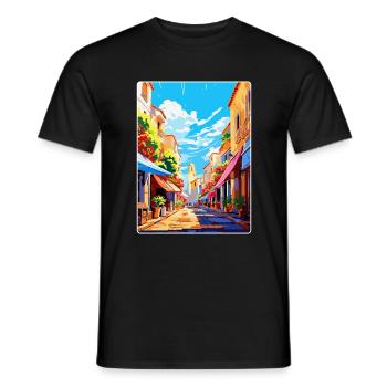 Perpignan Frankreich Vintage Reiseplakat Souvenir - Männer T-Shirt - Schwarz - Vorne - AI Model Male 178 light (178cm)
