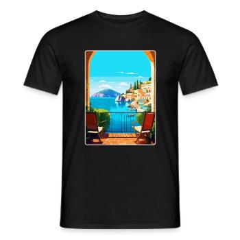 Capri Italy Vintage Travel Poster WPA Art Souvenir - Men's T-Shirt - black - Front - AI Model Male 178 light (178cm)