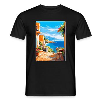 Crète Grèce Affiche de voyage vintage WPA Souvenir - T-shirt homme - noir - Devant - AI Model Male 178 light (178cm)