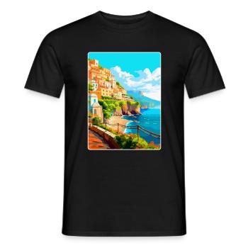 Amalfi Italie Affiche de voyage vintage WPA Souvenir - T-shirt homme - noir - Devant - AI Model Male 178 light (178cm)