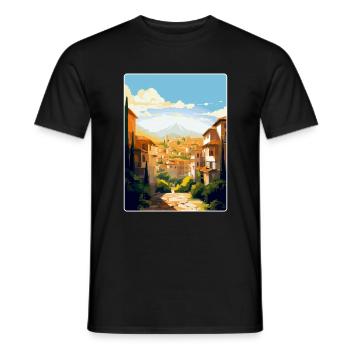 Grenade Espagne Affiche de voyage vintage WPA Souvenir - T-shirt homme - noir - Devant - AI Model Male 178 light (178cm)