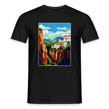 Ronda Spain Vintage Travel Poster WPA Art Souvenir - Men's T-Shirt - black - Front - AI Model Male 178 light (178cm)