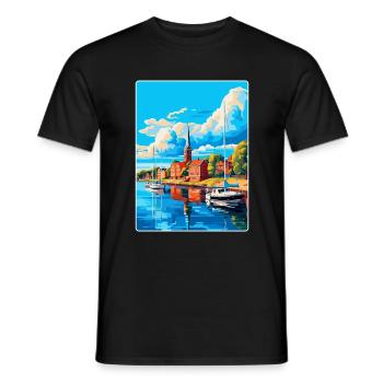Vaasa Finlande Affiche de voyage vintage WPA Souvenir - T-shirt homme - noir - Devant - AI Model Male 178 light (178cm)
