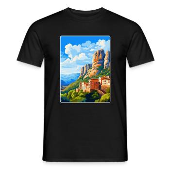 Montserrat Spain Vintage Travel Poster Souvenir - Men's T-Shirt - black - Front - AI Model Male 178 light (178cm)