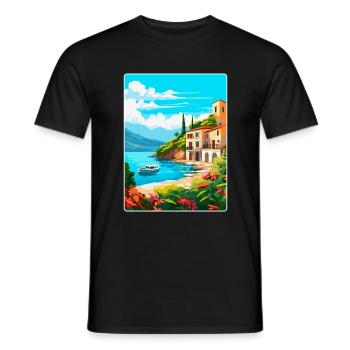 Mallorca Spanien Vintage Reiseplakat Souvenir WPA - Männer T-Shirt - Schwarz - Vorne - AI Model Male 178 light (178cm)