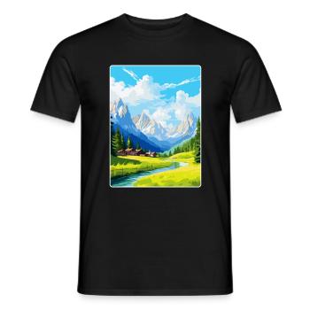 Kranjska Gora Slovenia Vintage reiseplakat WPA - T-skjorte herre - svart - Foran - AI Model Male 178 light (178cm)