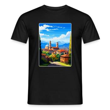 Bergame Italie Affiche de voyage vintage WPA Souvenir - T-shirt homme - noir - Devant - AI Model Male 178 light (178cm)