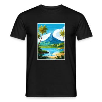 Bora French Polynesia Vintage Travel Poster - Men's T-Shirt - black - Front - AI Model Male 178 light (178cm)