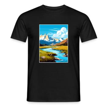 Torres Del Paine Affiche de voyage vintage souvenir - T-shirt homme - noir - Devant - AI Model Male 178 light (178cm)