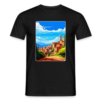 Pérouse Italie Affiche de voyage vintage WPA Souvenir - T-shirt homme - noir - Devant - AI Model Male 178 light (178cm)