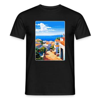Costa de la Luz Espagne Affiche de voyage vintage WPA - T-shirt homme - noir - Devant - AI Model Male 178 light (178cm)