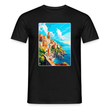 Amalfi Italie Affiche de voyage vintage WPA Souvenir - T-shirt homme - noir - Devant - AI Model Male 178 light (178cm)