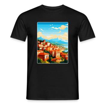 Grenade Espagne Affiche de voyage vintage WPA Souvenir - T-shirt homme - noir - Devant - AI Model Male 178 light (178cm)