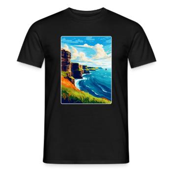Falaises de Moher Irlande Royaume-Uni Affiche de voyage vintage - T-shirt homme - noir - Devant - AI Model Male 178 light (178cm)