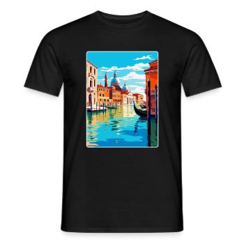 Venedig Italien Vintage Reiseplakat WPA Souvenir - Männer T-Shirt - Schwarz - Vorne - AI Model Male 178 light (178cm)