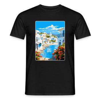 Paros Greece Vintage Travel Poster WPA Souvenir - Men's T-Shirt - black - Front - AI Model Male 178 light (178cm)