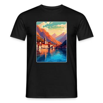 Kotor Montenegro Vintage Poster Souvenir de Voyage - T-shirt homme - noir - Devant - AI Model Male 178 light (178cm)