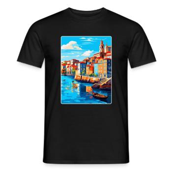 Porto Portugal Vintage Reiseplakat Souvenir WPA - Männer T-Shirt - Schwarz - Vorne - AI Model Male 178 light (178cm)