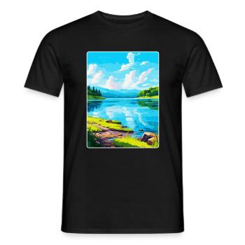 Lake Sainte Croix Frankreich Vintage Reiseplakat WPA - Männer T-Shirt - Schwarz - Vorne - AI Model Male 178 light (178cm)