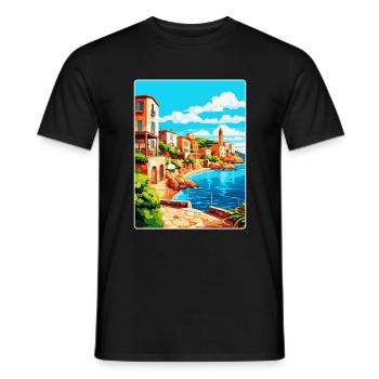 Costa Brava Spanien Vintage Reiseplakat Souvenir - Männer T-Shirt - Schwarz - Vorne - AI Model Male 178 light (178cm)