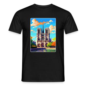 Notre Dame Frankreich Vintage Reiseplakat Souvenir - Männer T-Shirt - Schwarz - Vorne - AI Model Male 178 light (178cm)