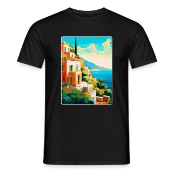 Capri Italy Vintage Travel Poster WPA Art Souvenir - Men's T-Shirt - black - Front - AI Model Male 178 light (178cm)