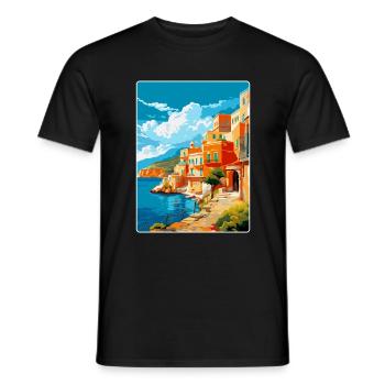 Crète Grèce Affiche de voyage vintage WPA Souvenir - T-shirt homme - noir - Devant - AI Model Male 178 light (178cm)
