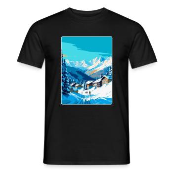 Les Arcs France Vintage Travel Poster Souvenir WPA - Men's T-Shirt - black - Front - AI Model Male 178 light (178cm)