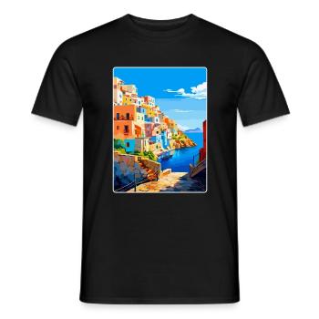 Ponza Italy Vintage Travel Poster WPA Art Souvenir - Men's T-Shirt - black - Front - AI Model Male 178 light (178cm)