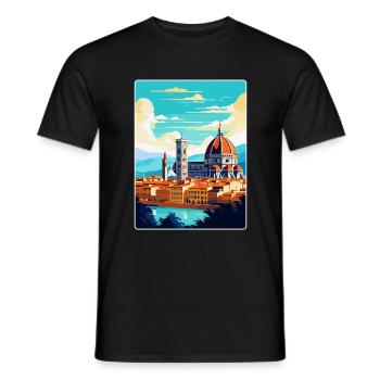 Florence Italy Vintage Travel Poster Souvenir WPA - Men's T-Shirt - black - Front - AI Model Male 178 light (178cm)
