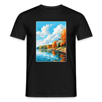 Kuopio Finlande Affiche de voyage vintage Souvenir WPA - T-shirt homme - noir - Devant - AI Model Male 178 light (178cm)
