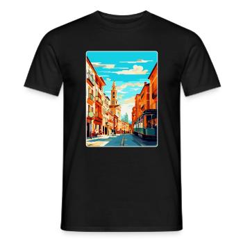 Pamplona Spanien Vintage Reiseplakat Souvenir WPA - Männer T-Shirt - Schwarz - Vorne - AI Model Male 178 light (178cm)