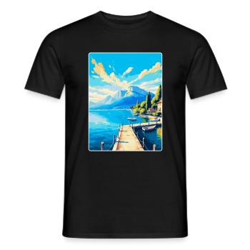 Gardasee Italien Vintage Reiseplakat Souvenir - Männer T-Shirt - Schwarz - Vorne - AI Model Male 178 light (178cm)