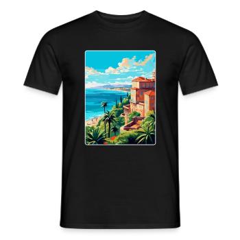 Côte d azur Frankreich Vintage Reiseplakat Souvenir - Männer T-Shirt - Schwarz - Vorne - AI Model Male 178 light (178cm)