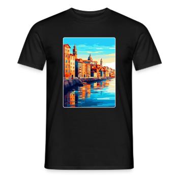 Porto Portugal Vintage Reiseplakat Souvenir WPA - Männer T-Shirt - Schwarz - Vorne - AI Model Male 178 light (178cm)