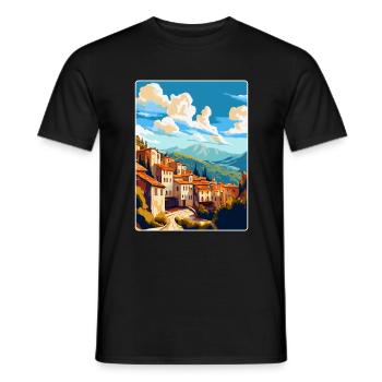 Cuenca Espagne Affiche de voyage vintage WPA Souvenir - T-shirt homme - noir - Devant - AI Model Male 178 light (178cm)