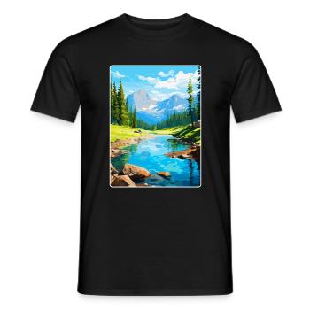 Aiguestortes I Estany de Sant Maurici Park Spanien - Männer T-Shirt - Schwarz - Vorne - AI Model Male 178 light (178cm)