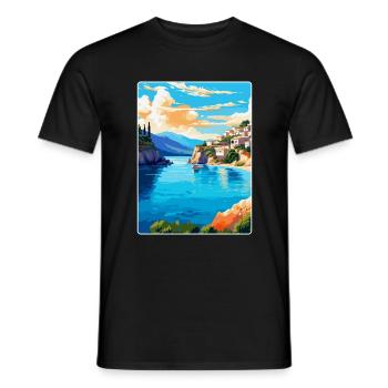 Crète Grèce Affiche de voyage vintage WPA Souvenir - T-shirt homme - noir - Devant - AI Model Male 178 light (178cm)