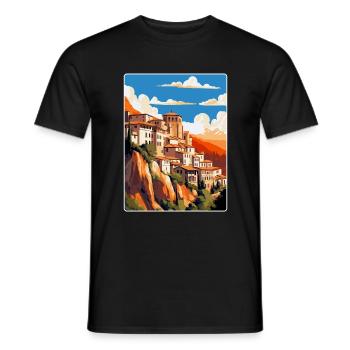 Cuenca Espagne Affiche de voyage vintage WPA Souvenir - T-shirt homme - noir - Devant - AI Model Male 178 light (178cm)