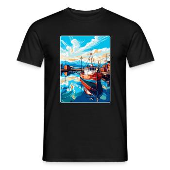 Husavik Iceland Vintage Travel Poster Souvenir WPA - Men's T-Shirt - black - Front - AI Model Male 178 light (178cm)