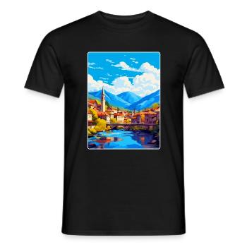 Sarajevo Bosnia Herzegovina Vintage Travel Poster - Men's T-Shirt - black - Front - AI Model Male 178 light (178cm)