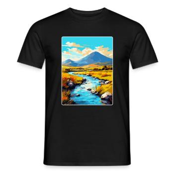 Connemara Ireland UK Vintage Travel Poster WPA Art - Men's T-Shirt - black - Front - AI Model Male 178 light (178cm)