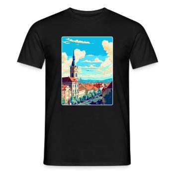 Stuttgart Allemagne Poster de voyage vintage souvenir - T-shirt homme - noir - Devant - AI Model Male 178 light (178cm)