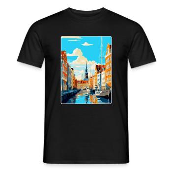 Copenhague, Danemark, Affiche de voyage vintage souvenir - T-shirt homme - noir - Devant - AI Model Male 178 light (178cm)