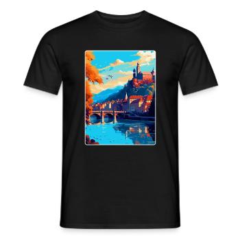 Heidelberg Germany Vintage Travel Poster Souvenir - Men's T-Shirt - black - Front - AI Model Male 178 light (178cm)