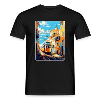 Lissabon Portugal Vintage Reiseplakat Souvenir WPA - Männer T-Shirt - Schwarz - Vorne - AI Model Male 178 light (178cm)