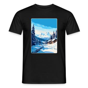 Courchevel France Vintage Travel Poster Souvenir - Men's T-Shirt - black - Front - AI Model Male 178 light (178cm)