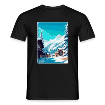 Val d isere France Affiche de voyage vintage souvenir - T-shirt homme - noir - Devant - AI Model Male 178 light (178cm)