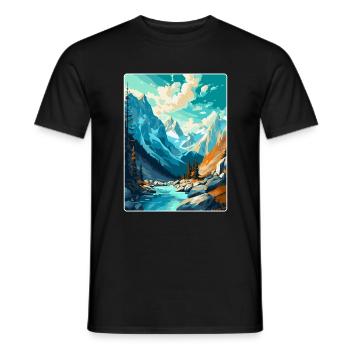 Triglav Slovenia Vintage Travel Poster Souvenir - Men's T-Shirt - black - Front - AI Model Male 178 light (178cm)