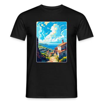 Galicien Spanien Vintage Reiseplakat WPA Souvenir - Männer T-Shirt - Schwarz - Vorne - AI Model Male 178 light (178cm)